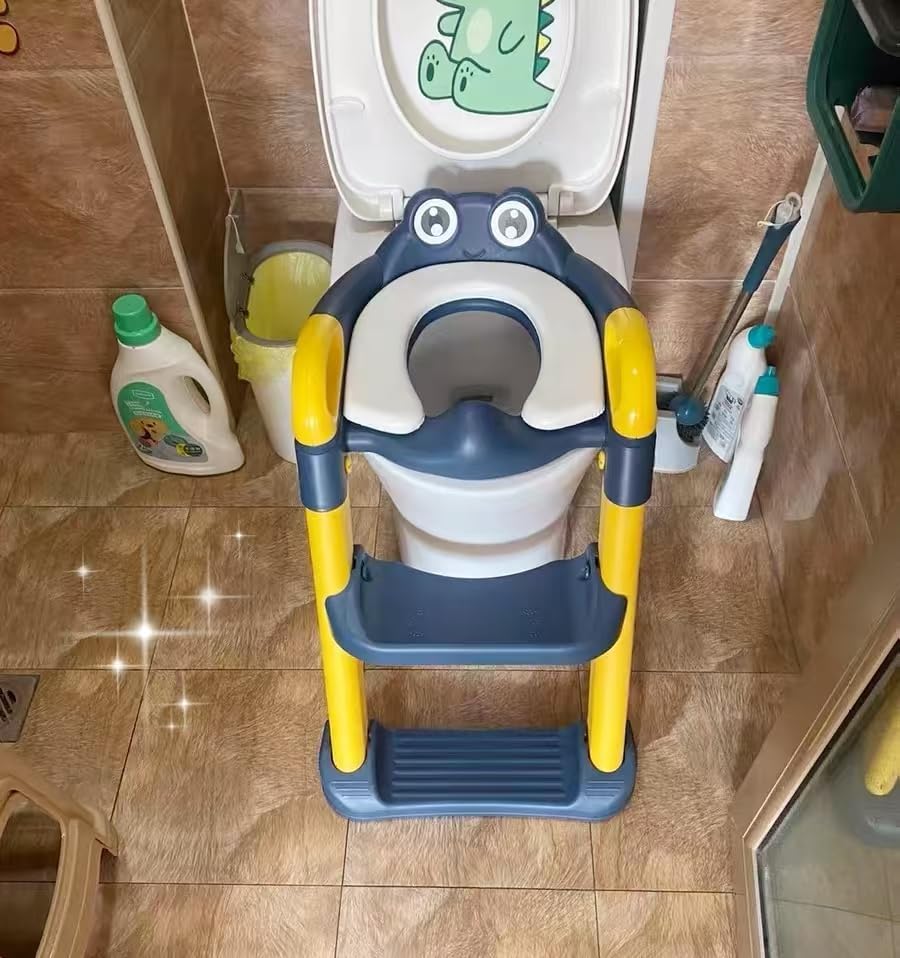 Baby Potty Seat With Ladder for Kids, Baby Potty Ladder Training Chair with Splash Guard & Cushion Seat | Kids Toilet Seat | Potty Chair for 1-8 Years Boys,Girls