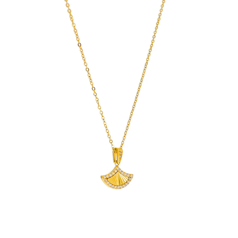 Gold plated fan necklace