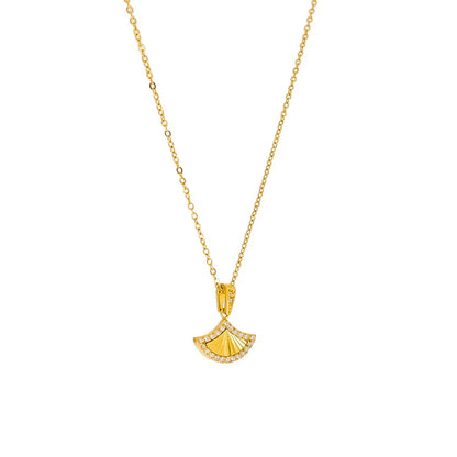 Gold plated fan necklace